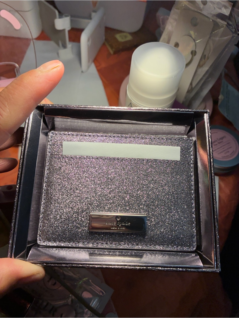 NIB & NWT Kate Spade Kenzie glitter small card holder in color Candied UHO! - Picture 2 of 8